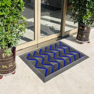 Hotel Commercial Anti-Fatigue Washable Plaid Reversible EVA 25MM Thick Outdoor Doormat, Three-Piece Splicing Mat