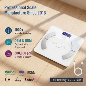 Household Smart Precise Electronic Weight Scale Charging Type Professional Weighing Simple Body Fat for LCD