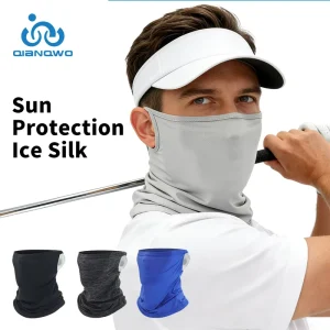 Ice Silk Sun Protection Neck Gaiter with Ear Loops Outdoor Cycling Golf Breathable Face Mask Multi Functional Face Mask