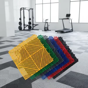 Impact Resistant Interlocking Eco-Friendly Waterproof Garage Tiles 18mm Thickness High Strength PVC Modular Floor Graphic Design