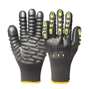 Impact-Resistant Nitrile Safety Gloves with Knuckle Protection Anti-Vibration Heavy-Duty Mechanic Work Gloves Reinforced