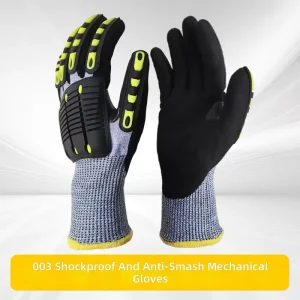 Impact-Resistant Nylon Safety Gloves with Knuckle Guard Anti-Vibration Work Gloves Heavy-Duty Mechanic Gloves Anti-Slip Palm Grip Size 7