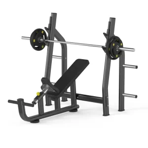 Incline Bench Press Machine with Integrated Weight Plate Storage Rack for Upper Chest Strength Training