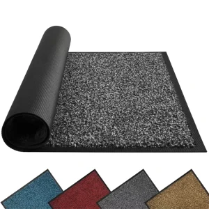Indoor/Outdoor Heavy-Duty Rubber Door Mat, Machine Washable, Cushioned