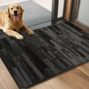 Indoor PU Anti-Dirt Mat 60x90cm Machine Washable Non-Slip Waterproof Front Door Hallway Entry Mat Dark Grey