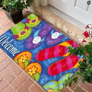 Indoor Polyester Puzzle Doormat for Summer Beach Entryways, Waterproof Washable Dirt-Resistant