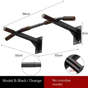 Indoor Wall Mounted Steel Pull Up Bar with Single or Double Bars Doorway Installation No Crossbar