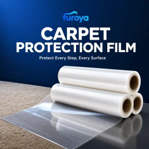 Industrial PE Carpet Protection Film Roll, Soft Glossy or Plain, Machine Grade, Logo Option