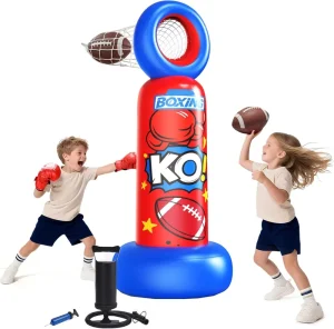 Inflatable Freestanding Punching Bag for Kids, Football Toss Game, Heavy Duty, Eco-Friendly, Home Use