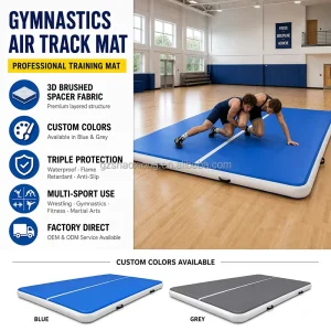 Inflatable Gymnastics Air Track Mat, Anti-Slip, for Wrestling, Martial Arts, Fitness, Cheer, Gym, and School
