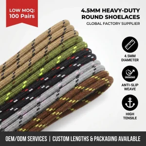 Inner Core Bootlaces with Scale Pattern Weaving for Outdoor Mountaineering Shoes Bulk Factory
