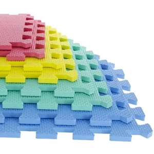 Interlocking EVA Foam Floor Tiles, Waterproof Soft, for Exercise, Camping, Gym and Playroom, 8-Piece Set, Multi-Color