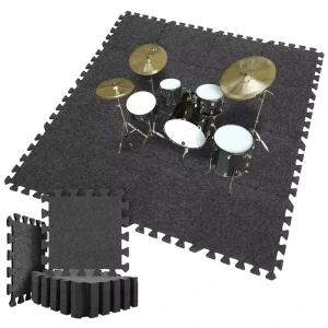 Interlocking Felt Floor Mat Sound Absorbing Puzzle Mat for Drum, Piano Room, Gym Non-slip Acoustic Mat