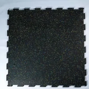Interlocking Rubber Gym Floor Mats, Non-Slip Shock-Absorbing Spliceable Design