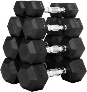 Iron Hexagon Dumbbell Set Black Rubber-Coated Hex Dumbbell