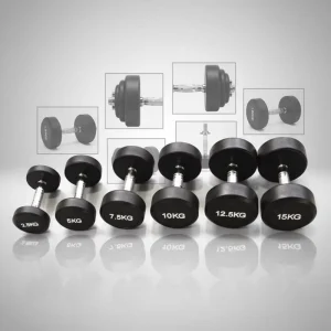 Iron Round Rubber-Coated Fixed Dumbbell Set for Commercial Gyms and Strength Training
