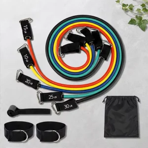 Isometric Resistance Bands with Handles, TPE Set for Home Gym Strength Training