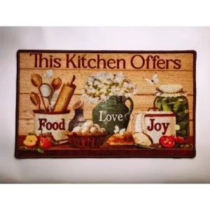 Jacquard Polyester Kitchen Floor Mat Anti-Slip PVC-Back Washable Rug