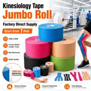 Jumbo Roll Hypoallergenic Sport Kinesiology Tape Factory Direct Master Roll Bulk Elastic Athletic Tape Custom