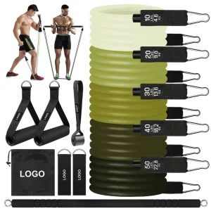 Jungle Green TPE Resistance Band Pull Rope Set with Exercise Tubes for Home Gym Strength Training