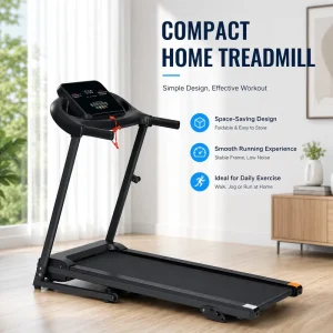 K FIT GSTE 4000 Foldable Treadmill 12 Programs Motorized Running Machine with Hand Pulse LED Display Home Gym Fitness