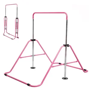 Kids Adjustable Horizontal Iron Pull-up Bar with Folding Design for Home Gym Portable Gymnastics Equipment