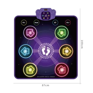 Kids Bluetooth Dance Mat with Music, 6 Buttons and 5 Modes