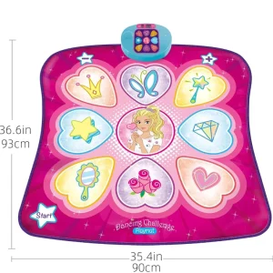 Kids Dance Pad with LED Lights, Adjustable Volume, Built-In Music and Rhythm Step Play Mat