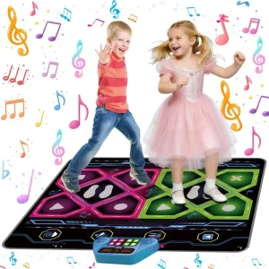 Kids Double Dance Mat 2-Player LED Light Interactive Electronic Music Dance Pad