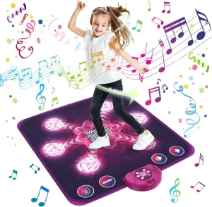 Kids Electronic Dance Pad Game Toy with Light-Up 6-Button Princess Design for Ages 3-12