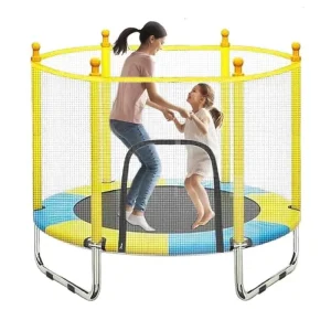 Kids Foldable Trampoline with Protective Net for Indoor Home Exercise