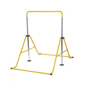 Kids Gymnastics Training Bars Folding Horizontal Adjustable Height Stainless Steel Pull Bar Yellow