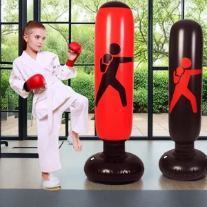 Kids Inflatable Boxing Tower Punching Bag Exercise Sport Bop Bag Standing Foldable Boxing Bag for Adults