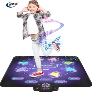 Kids LED Dance Pad with Bluetooth, 8 Modes, 3 Difficulty Levels, Adjustable Volume, Built-in Music