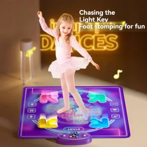 Kids Light-Up Electronic Dance Mat with Music, Blue Bluetooth, Musical Playing Carpet Toy