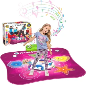 Kids Light-Up Electronic Dance Pad with Built-in and External AUX Music and LED Disco Lights