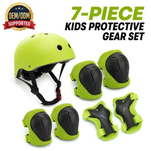 Kids Sports Protective Gear Set 6/7-in-1 Thickened PE Hard Shell Knee Elbow Pads Wrist Guards for Cycling Skating Skateboarding