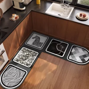 Kitchen Floor Mat Non-Slip Solid Oval Oil-Resistant Waterproof Dirt-Resistant Highly Absorbent Rug