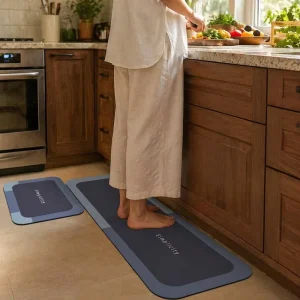 Kitchen Floor Mat Set Quick-Drying Non-Slip Matte Black Washable Kitchen Rugs