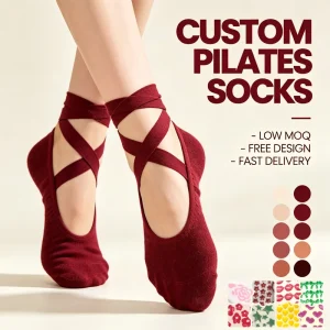 Knitted Cotton Cross-Strap No-Show Ballet Grip Socks for Women
