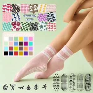 Knitted Cotton Women’s Grip Anti-Slip Yoga Pilates Ballet Gym Socks