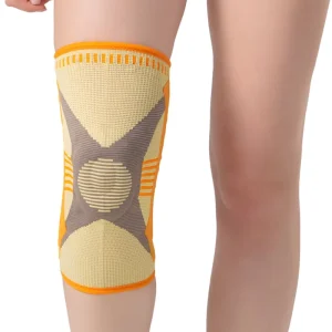 Knitted Knee Brace Compression Sleeve Sports Knee Support with Anti-Collision Pad Non-Slip Elastic Knee Protector Gym Fitness