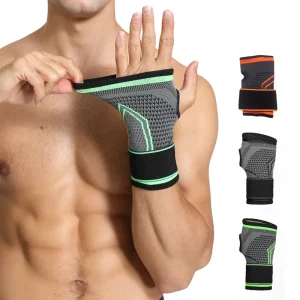 Knitted Spandex Compression Wrist Brace with Hook Closure for Carpal Tunnel, Tendinitis, Gym, and Weightlifting
