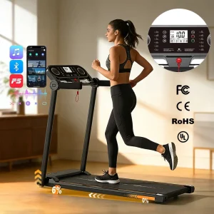 LCD Screen Commercial Motorized Smart Portable Foldable Fitness Incline Running Treadmill Machine for Home