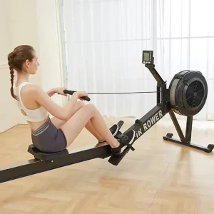 LM-0008 Commercial Foldable Air Rower Rowing Machine, Wind Resistance, Steel Frame, Gym Cardio Equipment