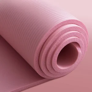 Large 10mm Pink Non-Slip Yoga Mat, Eco-Friendly Rubber NBR for Gym and Pilates