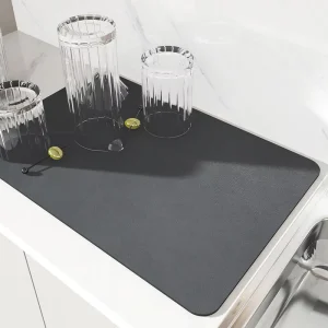 Large Absorbent Non-Slip Kitchen Dish Drying Mat Quick-Dry Bathroom Drain Pad