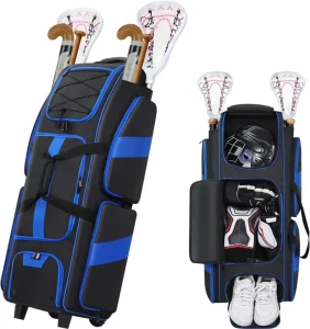 Large Capacity Lacrosse Roller Bag Field Hockey Bag with Wheels for All Lacrosse Field Hockey Softball Rolling Lacrosse Bag