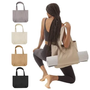 Large-Capacity Outdoor Pilates Fitness Bag Washable Cotton Canvas Shoulder Tote with Custom Logo