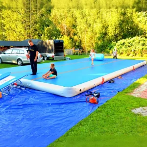Large Inflatable PVC Gymnastics Mat Huge Thick Air Track Tumbling Pickleball Big Air Mattress with Waterproof Accessory Air Pump